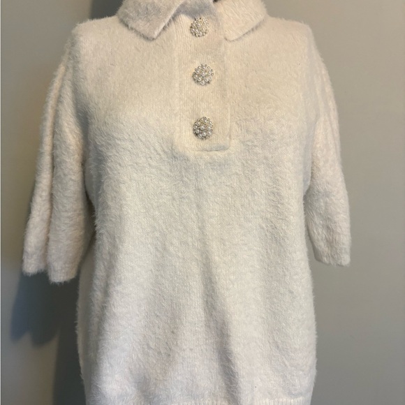 H&M White Collared Knit Sweater // Size XS - Picture 2 of 3